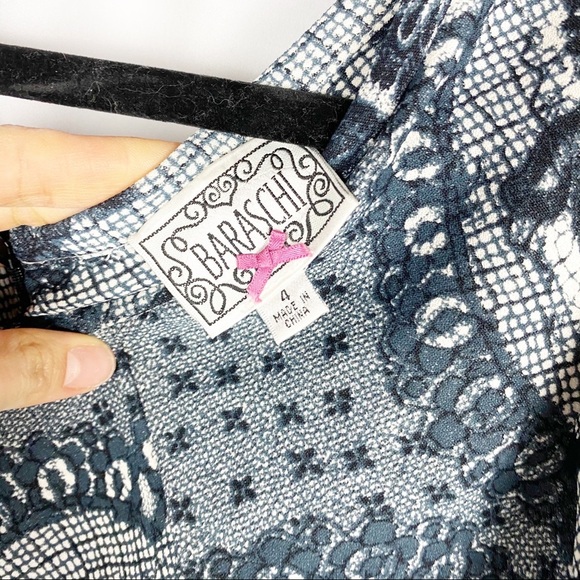 BARASCHI Anthropologie Paisley Print Navy Dress - Picture 5 of 7